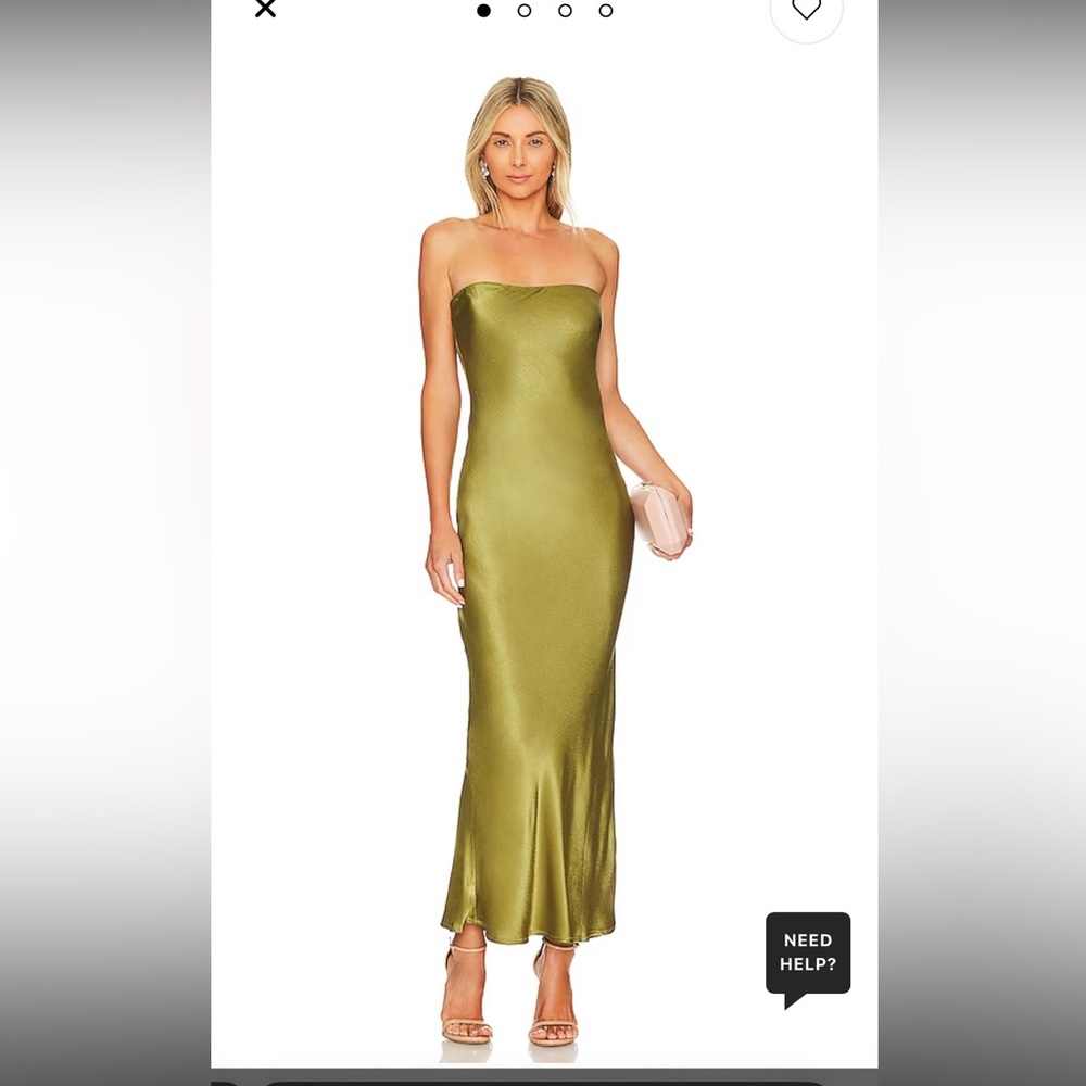 SNDYS Angel Strapless Midi Dress in Olive